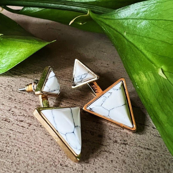 Open Your Mind Howlite Stone Healing Double Sided Earrings - Picture 1 of 6